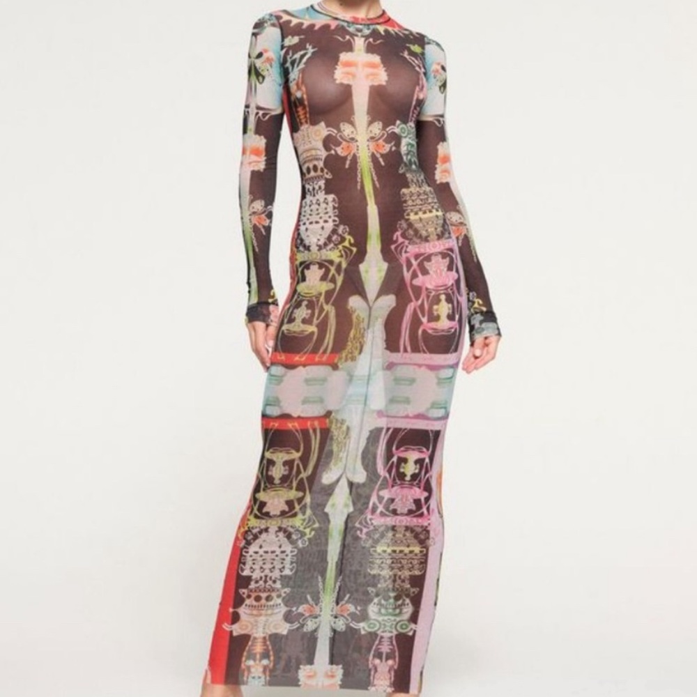 SKIMS Mesh Longsleeve Maxi Dress
